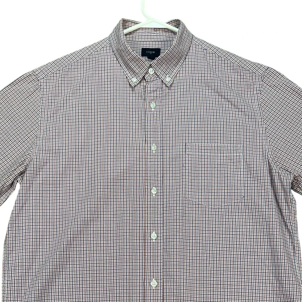 J Crew Shirt Mens Large Button Down Long Sleeve Red Blue Plaid Gingham‎